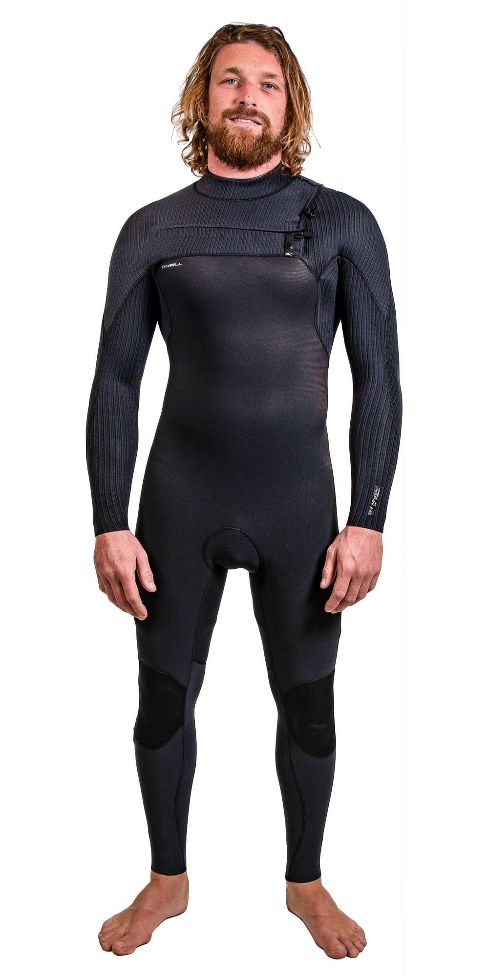 Chest Zip Entry over a 360° Barrier with Drain Holes ONeill Mens HyperFreak 5/4+mm Chest Zip Wetsuit Raven Black