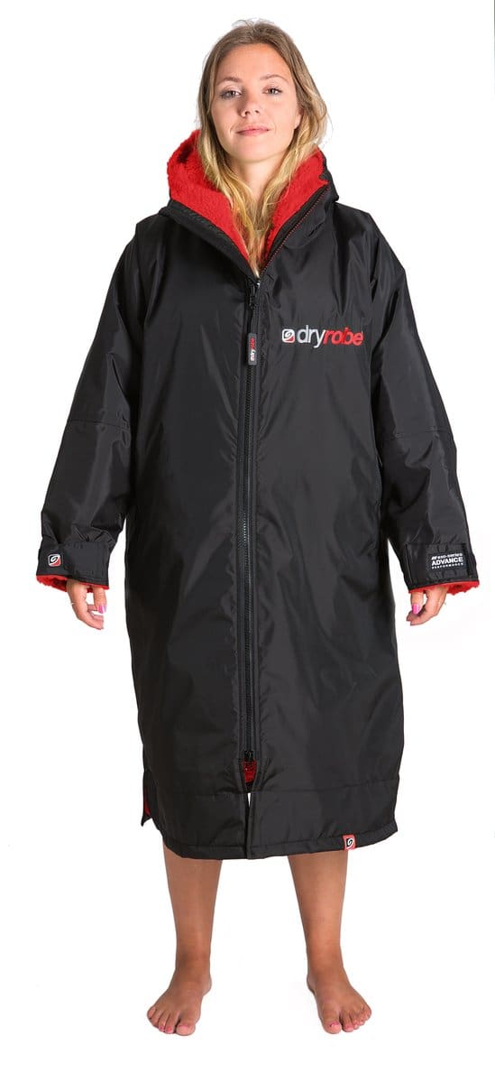 Dryrobe Advance Long Sleeve Adult Changing Robe Black/ Red Large Piran Surf