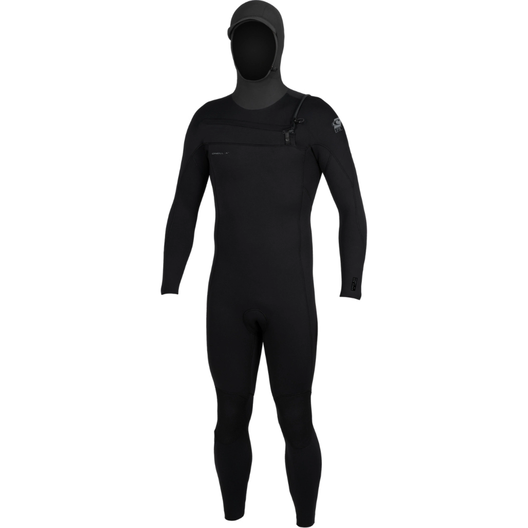 Mens Epic 6/4mm Chest Zip Hooded Wetsuit Black - Image 2