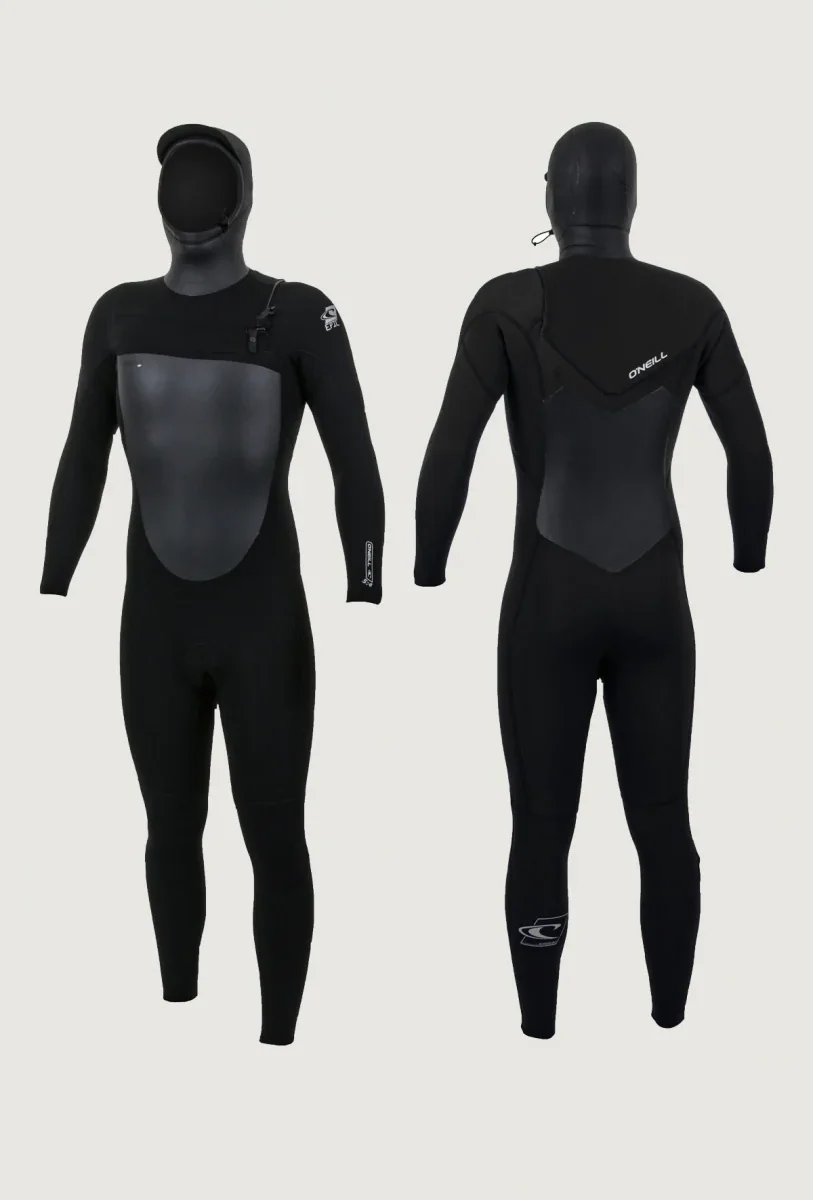 Mens Epic 6/4mm Chest Zip Hooded Wetsuit Black
