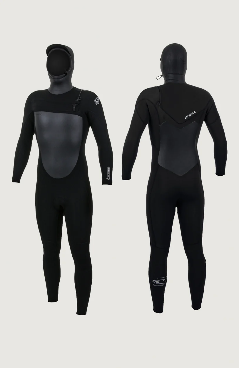 Mens Epic 6/4mm Chest Zip Hooded Wetsuit Black
