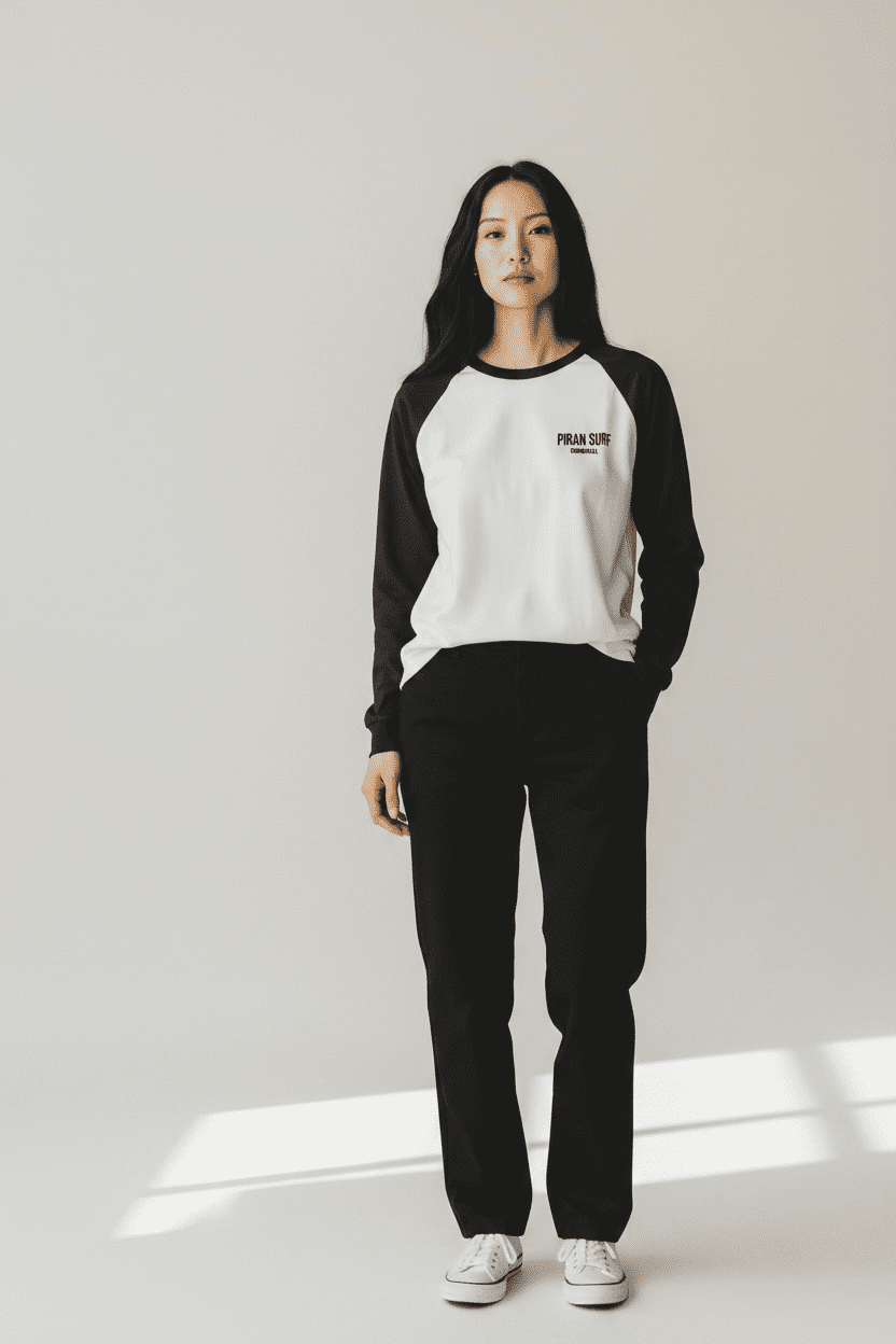 T-Shirt Piran Surf Embroidery Logo unisex Long Sleeve Tee Shirt - Image 3