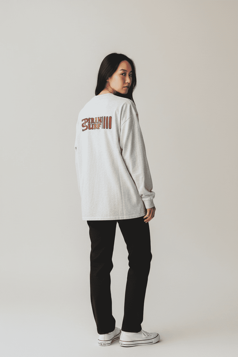 T-Shirt Piran Surf 80s Logo unisex Long Sleeve Tee Shirt - Image 4