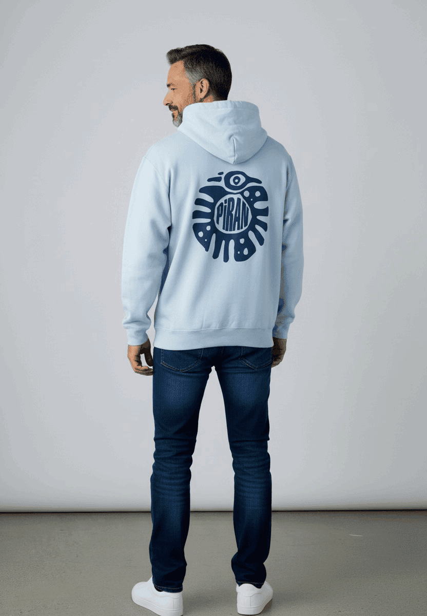 Piran Surf Hooded Jumper Puff Print Logo - Blue