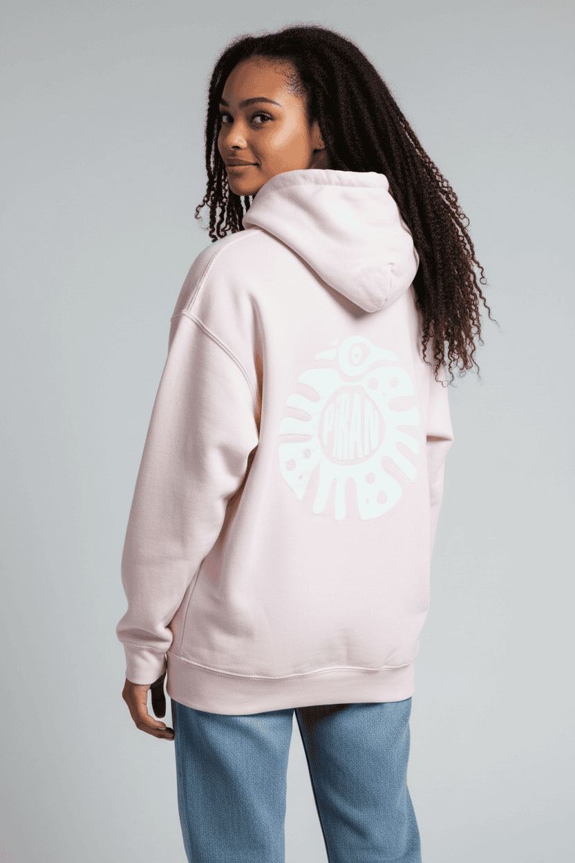 Piran Surf Hooded Jumper Puff Print Logo - Pink