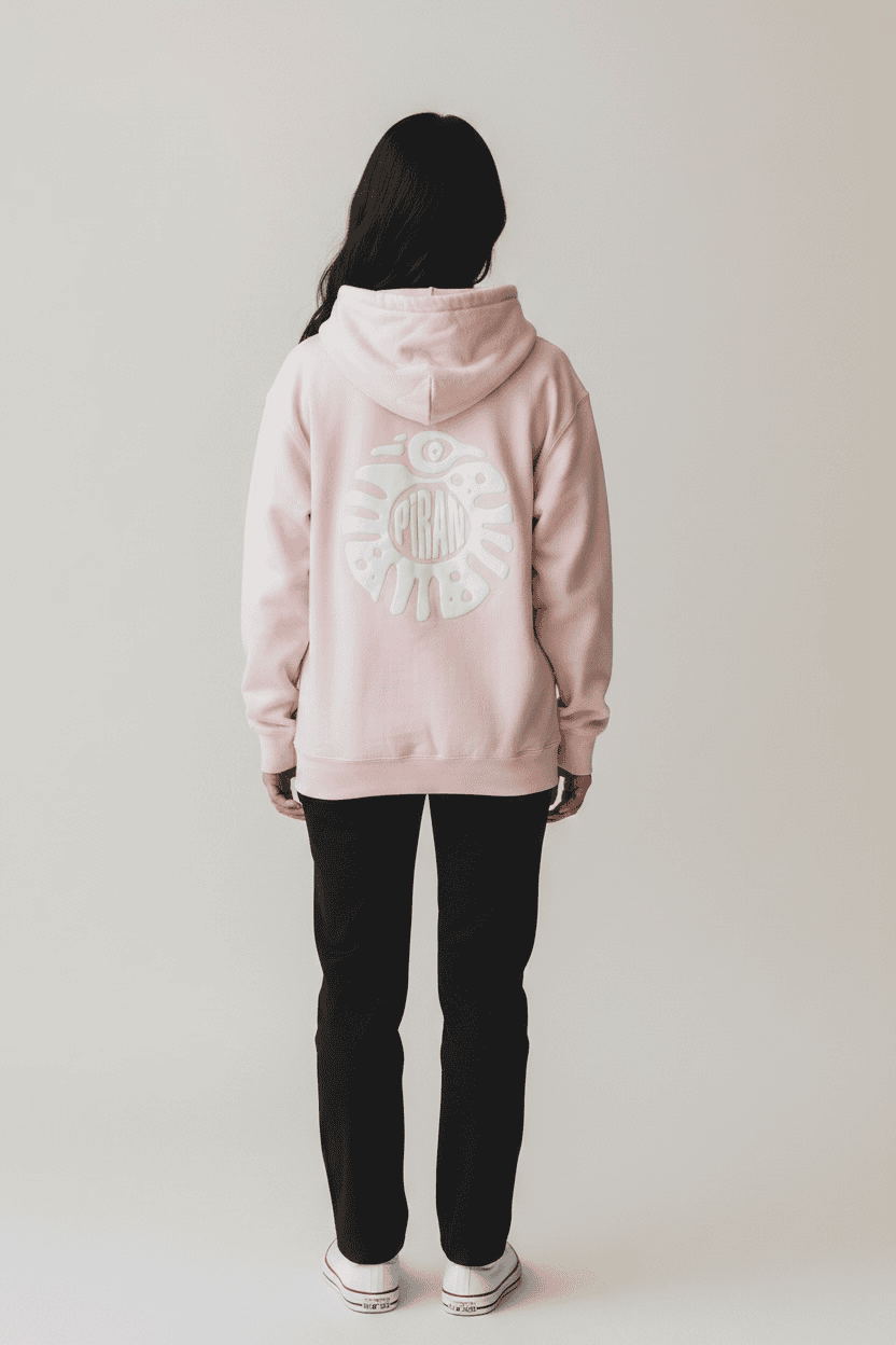 Piran Surf Hooded Jumper Puff Print Logo - Pink - Image 3