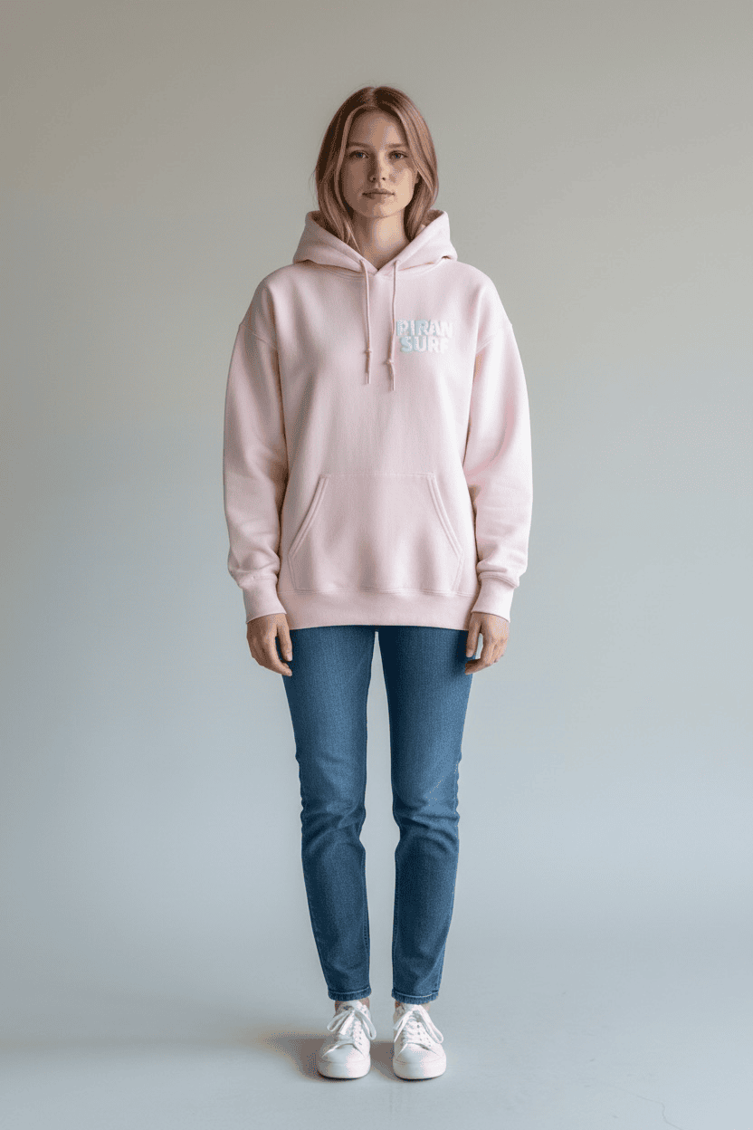 Piran Surf Hooded Jumper Puff Print Logo - Pink - Image 2