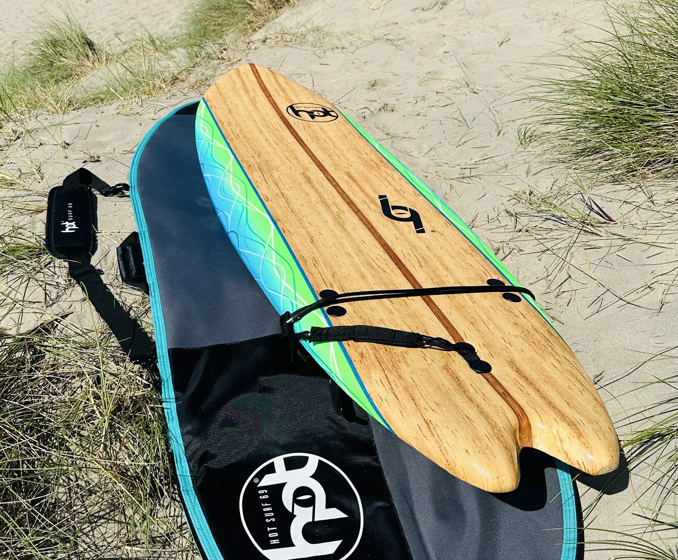 6ft Hot Surf 69 Fish Beginners Soft Surfboard Package Deal - Image 2