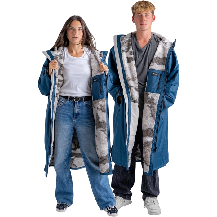 Dryrobe  Deep Sea Blue Camo Changing Robe Long Sleeve