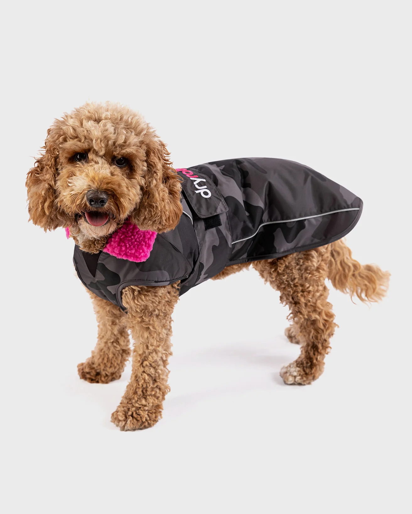 Dog Dryrobe Black Pink Camo Dog Coat - Image 3
