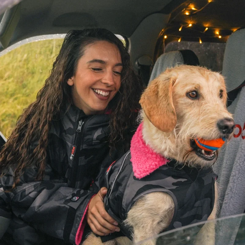 Dog Dryrobe Black Pink Camo Dog Coat