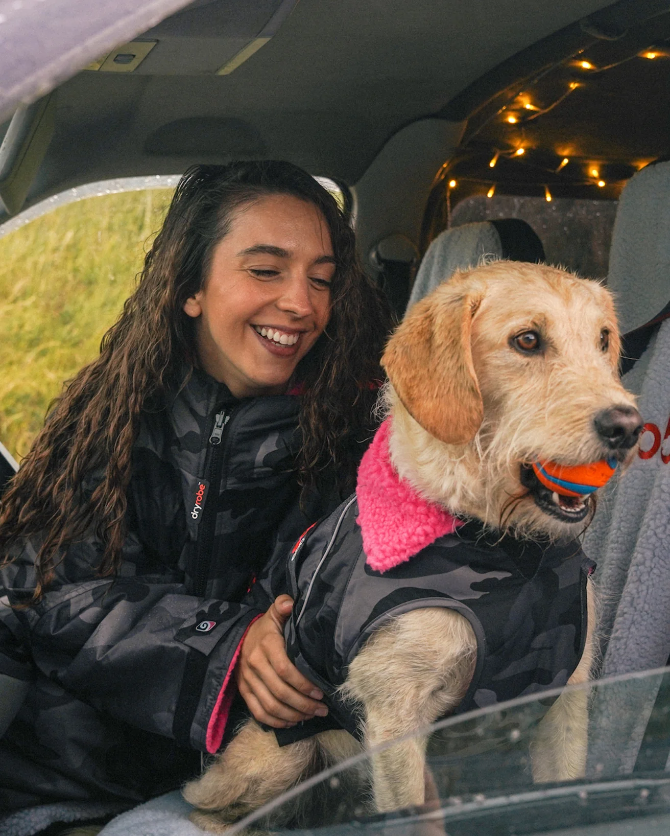Dog Dryrobe Black Pink Camo Dog Coat
